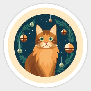 Somali Cat Xmas Ornament, Love Cats Sticker